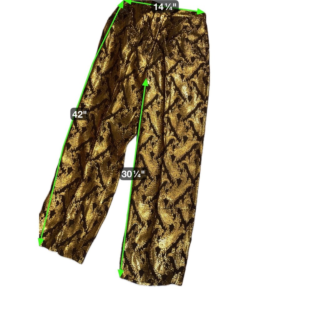 2 Other Stories Black Gold‎ Paisley Jacquard Wide Leg Pants EU 38 US 6 - Picture 3 of 7